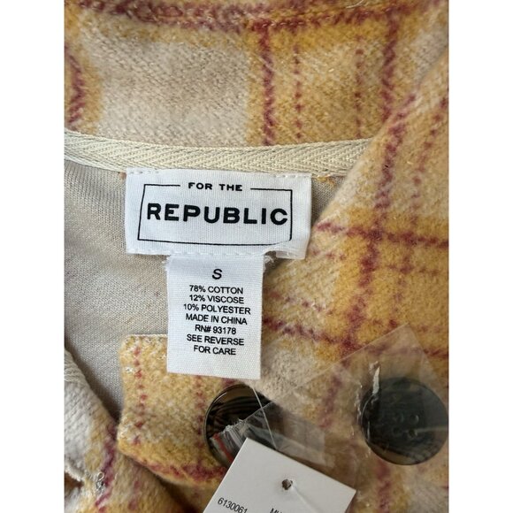 For The Republic Plaid Patchwork-Elbow Cropped Cotton blend women’s Jacket Sz S - Picture 4 of 11